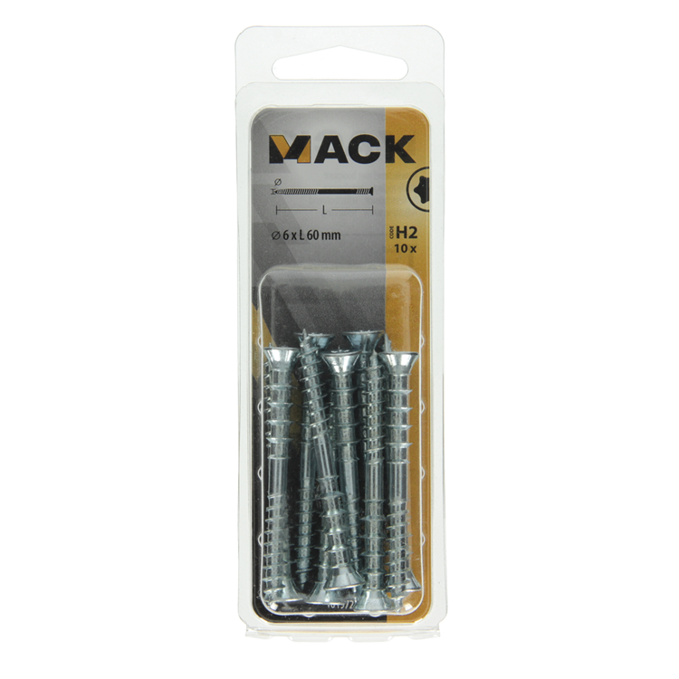 Mack 1019725 - vis de réglage galvanisée 10 pcs 6 x 60 mm | 10 pièces