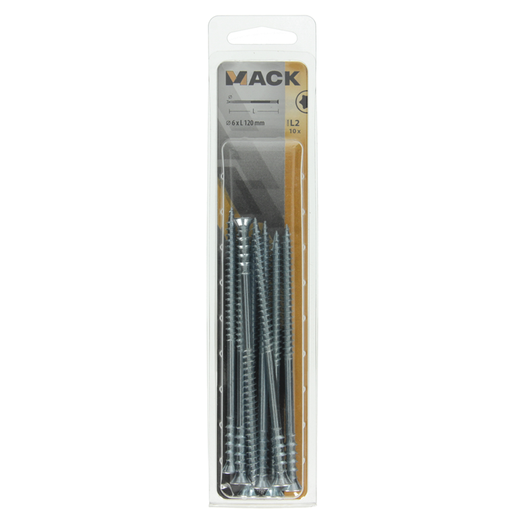 Mack 1019728 - vis de réglage galvanisée 10 pcs 6 x 120 mm | 5 pièces