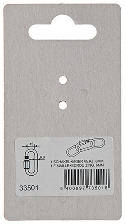 Mack 1008471 - 1 maillon vide + écrou 6mm galvanisé | 10 pièces