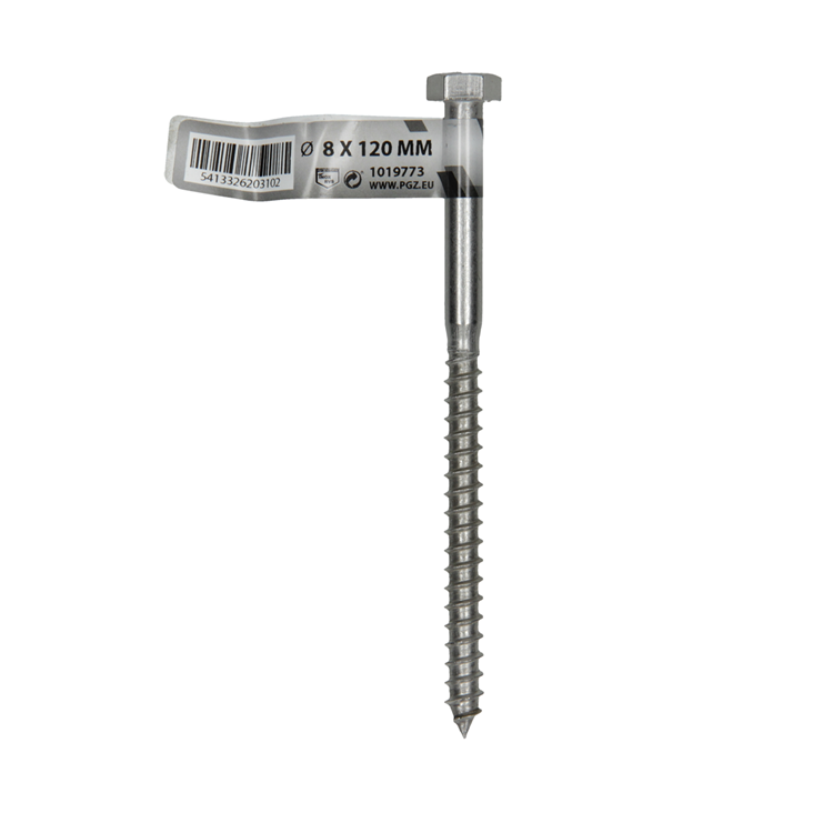 Mack 1019773 - boulon fileté à bois acier inoxydable 1pc 8 x 120 mm | 10 pièces