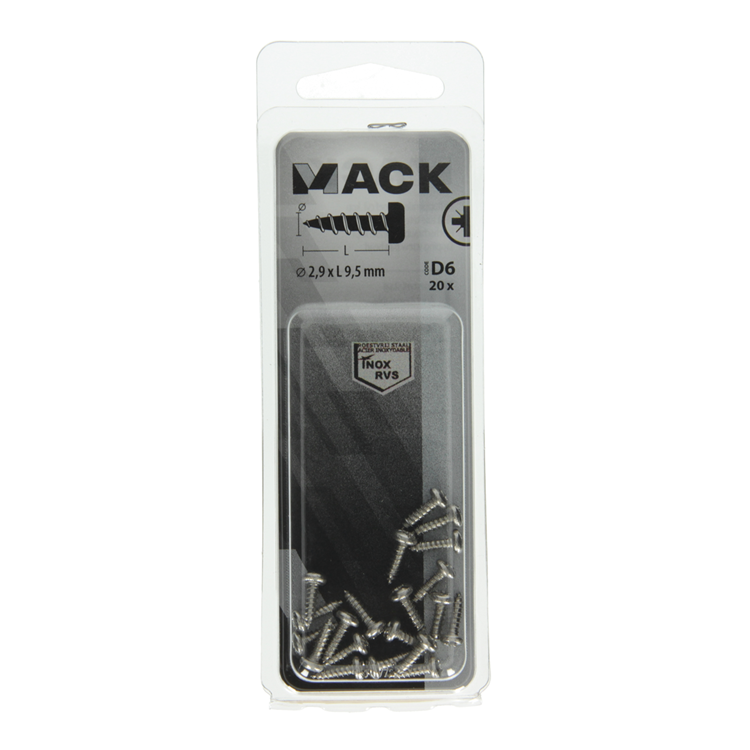 Mack 1019778 - culasse à vis autotaraudeuse A2 20 pcs 2,9 x 9,5 mm | 10 pièces