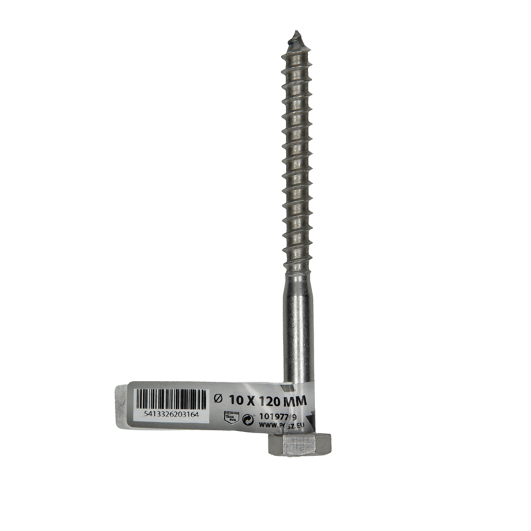 Mack 1019779 - boulon fileté à bois acier inoxydable 1pc 10 x 120 mm | 10 pièces
