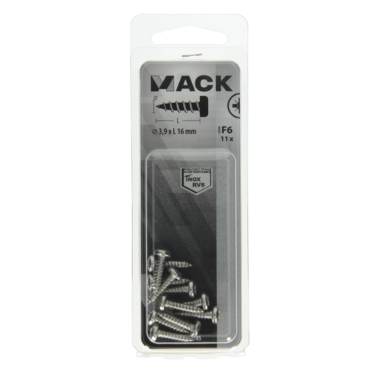 Mack 1019785 - culasse à vis autotaraudeuse A2 11 pièces 3,9 x 16 mm | 10 pièces