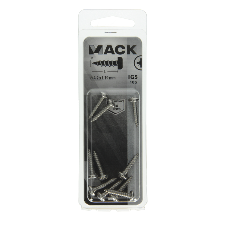 Mack 1019790 - culasse à vis autotaraudeuse A2 10 pièces 4,2 x 19 mm | 10 pièces