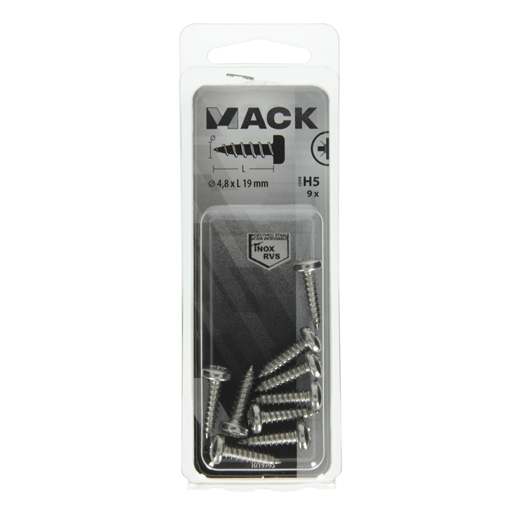 Mack 1019793 - culasse à vis autotaraudeuse A2 9 pièces 4,8 x 19 mm | 10 pièces