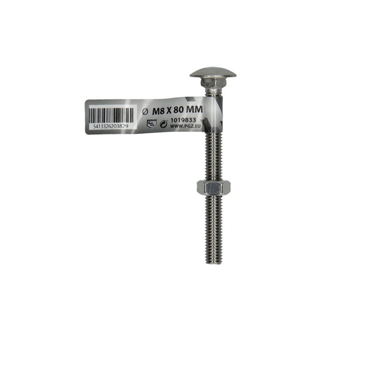 Mack 1019833 - boulon à bois + écrou acier inoxydable 1 pièce m8 x 80 mm | 10 pièces