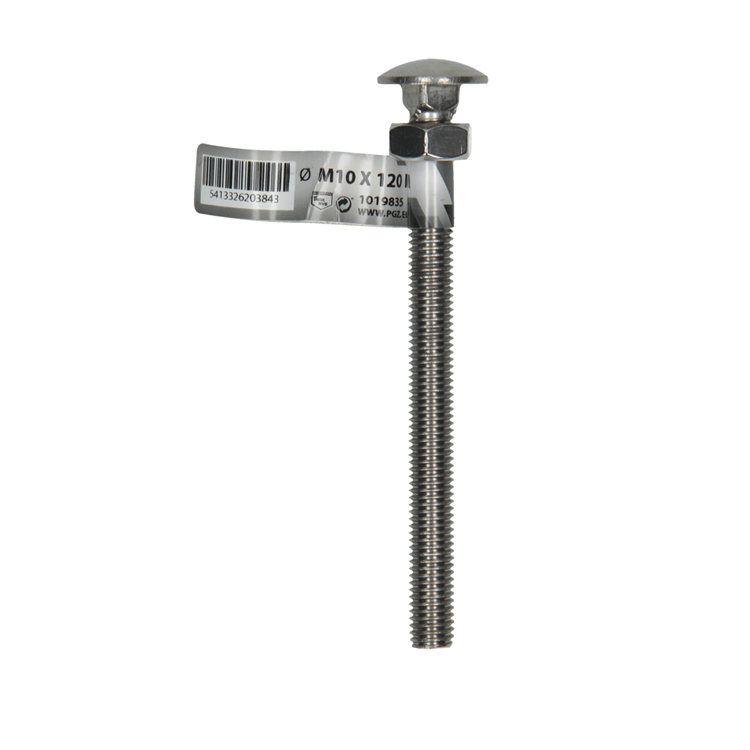 Mack 1019835 - boulon à bois + écrou acier inoxydable 1 pièce m10 x 120 mm | 10 pièces