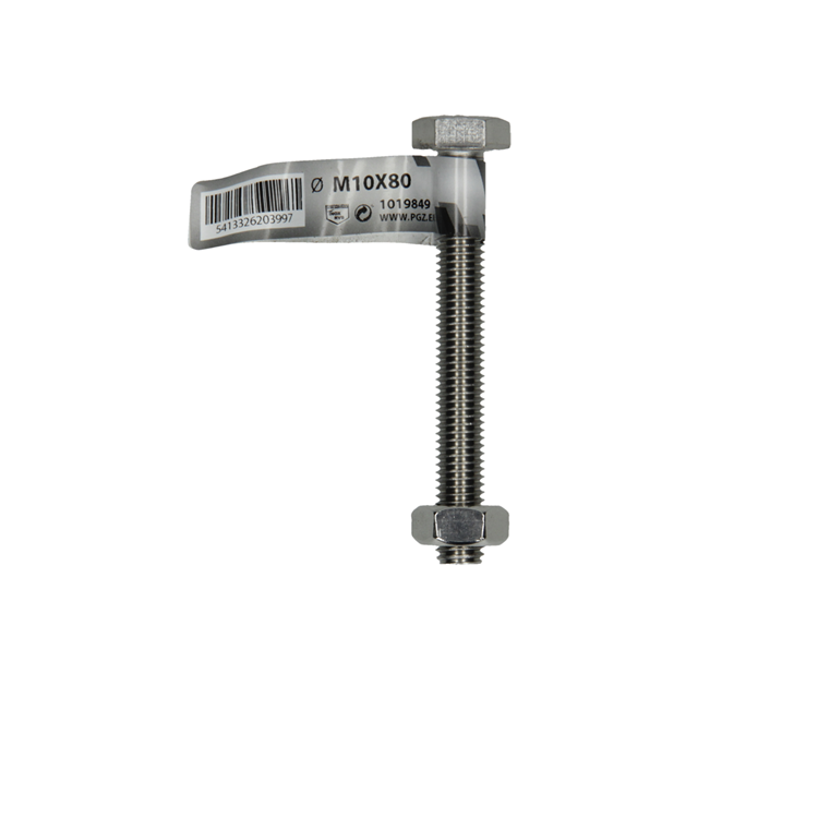 Mack 1019849 - boulon de robinet + écrou acier inoxydable 1 pièce m10x80 | 10 pièces