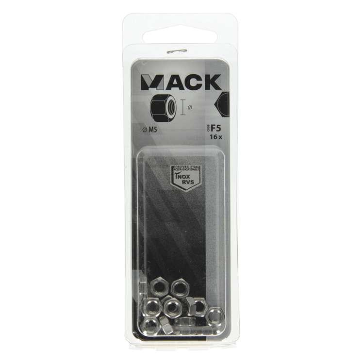 Mack 1019851 - écrou hexagonal inox a2 16 pcs m5 | 10 pièces