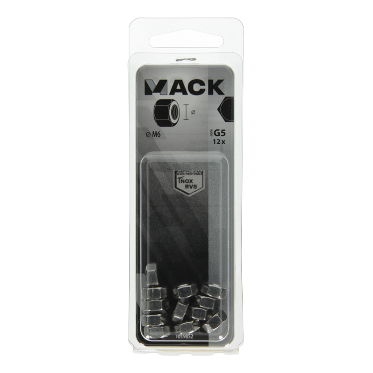 Mack 1019852 - écrou hexagonal acier inoxydable a2 12 pcs m6 | 10 pièces