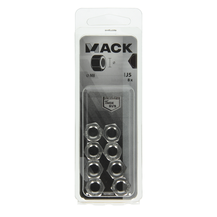 Mack 1019853 - écrou hexagonal acier inoxydable a2 8 pcs m8 | 10 pièces