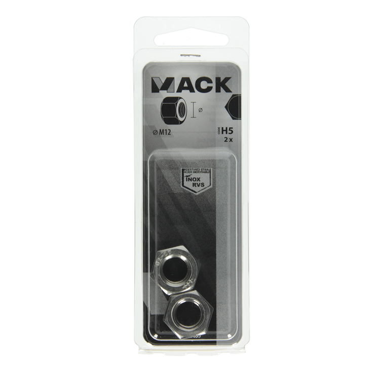 Mack 1019855 - écrou hexagonal acier inoxydable a2 2 pcs m12 | 10 pièces