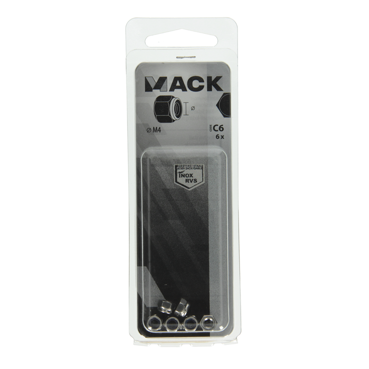 Mack 1019856 - contre-écrou hexagonal acier inoxydable a2 6 pcs m 4 | 10 pièces