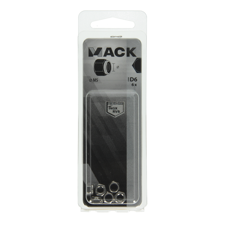 Mack 1019857 - contre-écrou hexagonal acier inoxydable a2 6 pcs m 5 | 10 pièces