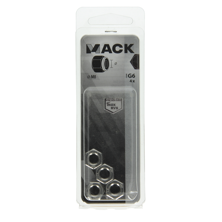 Mack 1019859 - contre-écrou hexagonal acier inoxydable a2 4 pcs m 8 | 10 pièces
