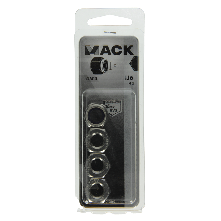 Mack 1019860 - contre-écrou hexagonal acier inoxydable a2 4 pcs m 10 | 10 pièces
