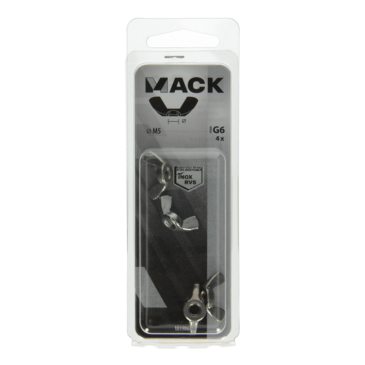 Mack 1019866 - écrou à oreilles en acier inoxydable a2 4 pcs m5 | 10 pièces