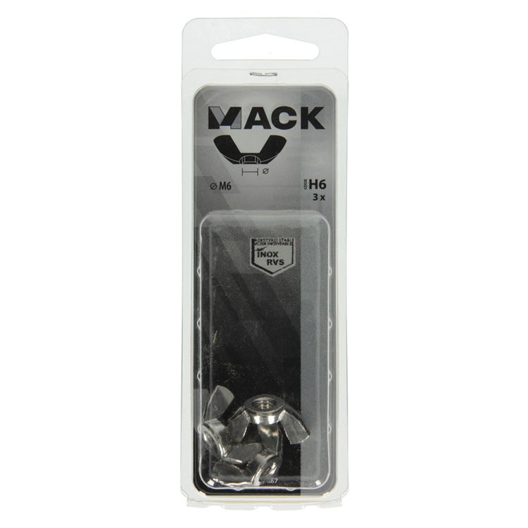Mack 1019867 - écrou à oreilles inox a2 3 pcs m6 | 10 pièces