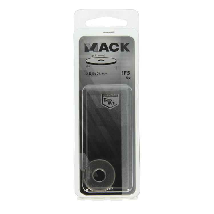 Mack 1019879 - rondelle de corps acier inoxydable a2 4 pcs 8,4x24 | 10 pièces