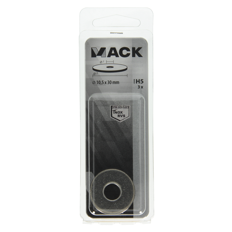 Mack 1019880 - rondelle de corps inox a2 3 pcs 10,5x30 | 10 pièces