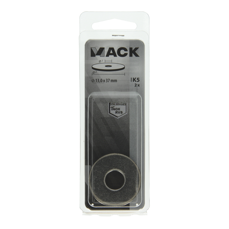 Mack 1019881 - rondelle de corps acier inoxydable a2 2 pcs 13.0x37 | 10 pièces