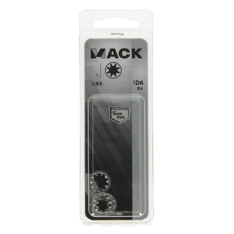 Mack 1019884 - rondelle de blocage dentée acier inoxydable a2 8 pcs m8 | 10 pièces