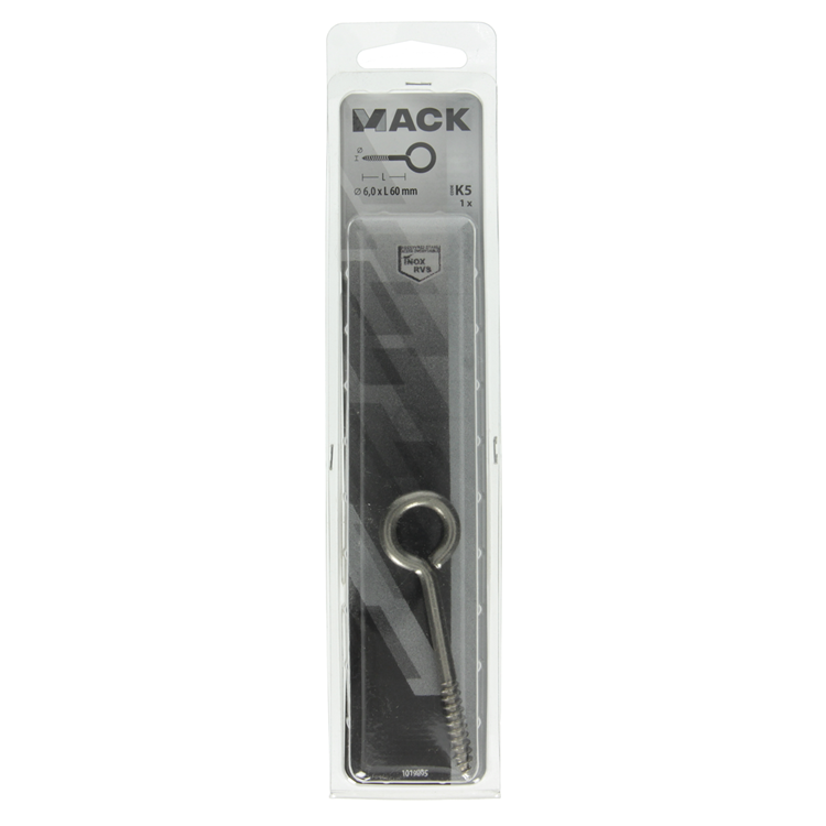 Mack 1019895 - oeil à vis en acier inoxydable 1 pièce6,0x60 mm | 5 pièces