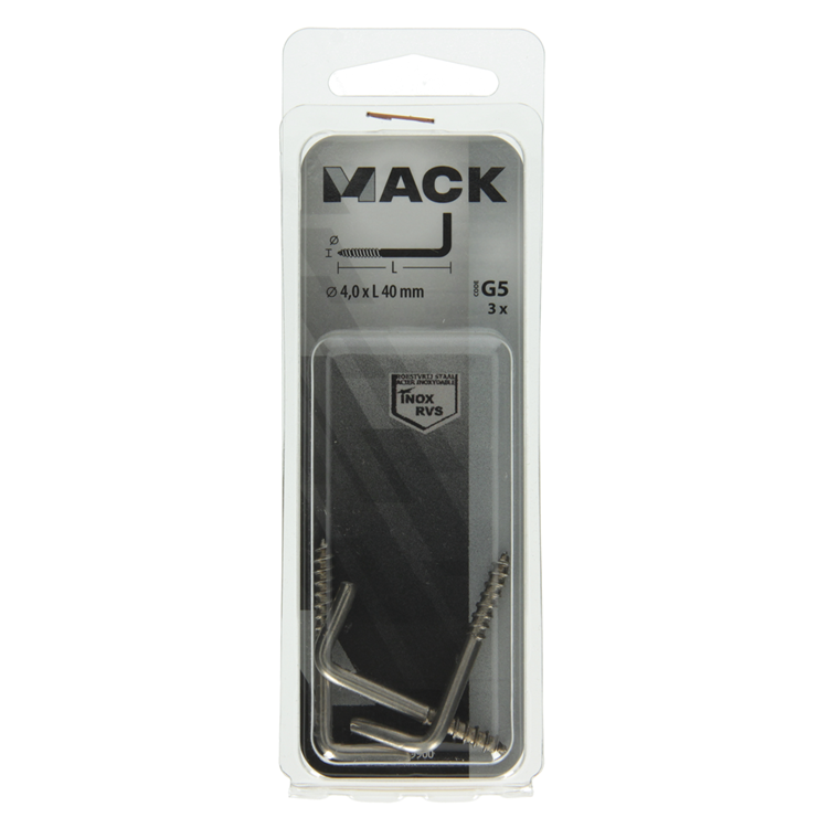 Mack 1019900 - vis à pouce en acier inoxydable 3 pcs 4,0x40 mm | 10 pièces