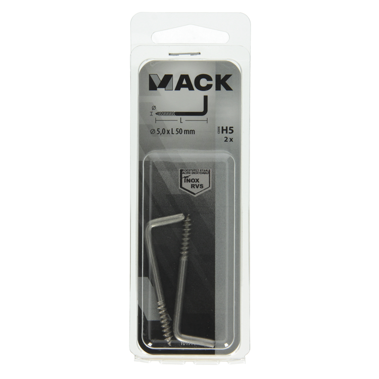 Mack 1019901 - vis à pouce en acier inoxydable 2 pcs 5,0x50 mm | 10 pièces