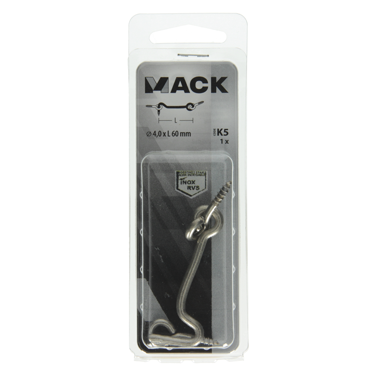 Mack 1019902 - crochet à vent en acier inoxydable 1 pièce 4,0 x 60 mm | 10 pièces