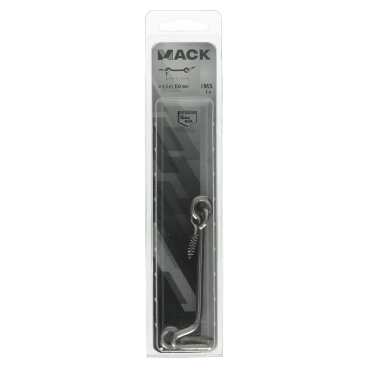 Mack 1019903 - crochet à vent en acier inoxydable 1 pièce 4,5 x 100 mm | 5 pièces
