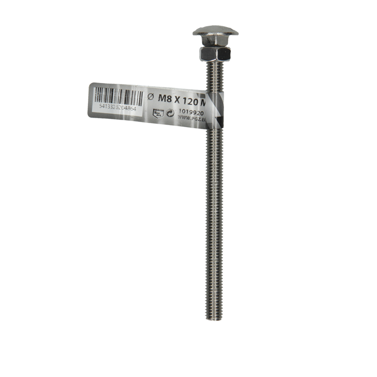 Mack 1019920 - boulon à bois + écrou inox 1 pièce m8 x 120 mm | 10 pièces