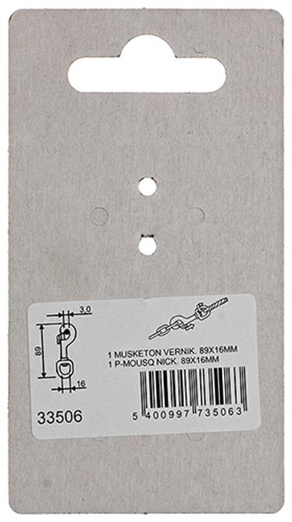 Mack 1008476 - 1 mousqueton 16 x 89mm nickelé | 10 pièces