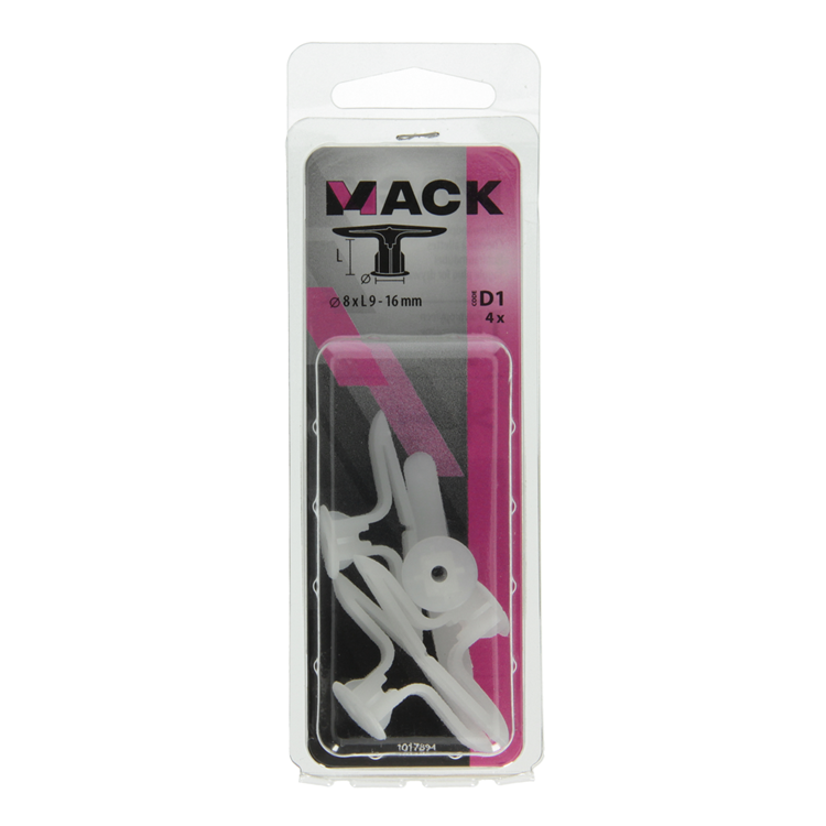 Mack 1017894 - cheville pour mur creux nylon 4 pcs tb | 10 pièces