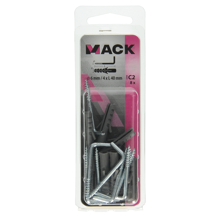 Mack 1017900 - bouchon + vis à pouce polyeth 8 pcs 6mm 4x40mm | 5 pièces