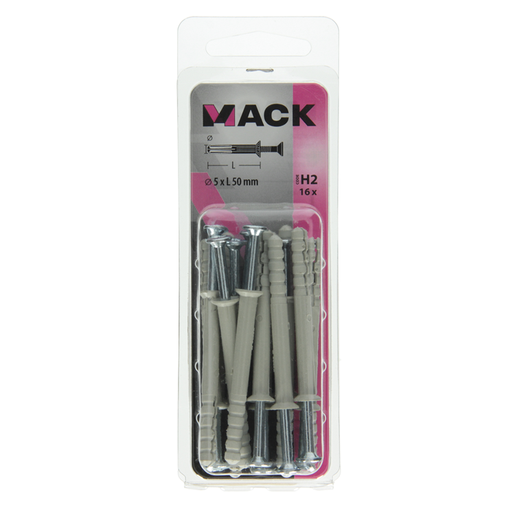 Mack 1017906 - bouchon à clous en nylon polyamide 16 pièces 5 x 50 mm | 5 pièces