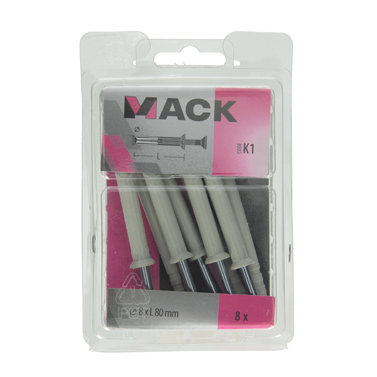 Mack 1017910 - bouchon à clous en nylon polyamide 8 pièces 8 x 80 mm | 5 pièces