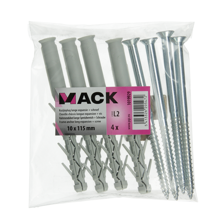 Mack 1019929 - fiche de cadre longue exp. polyam. + vis.4pcs 10 x 115 mm | 5 pièces