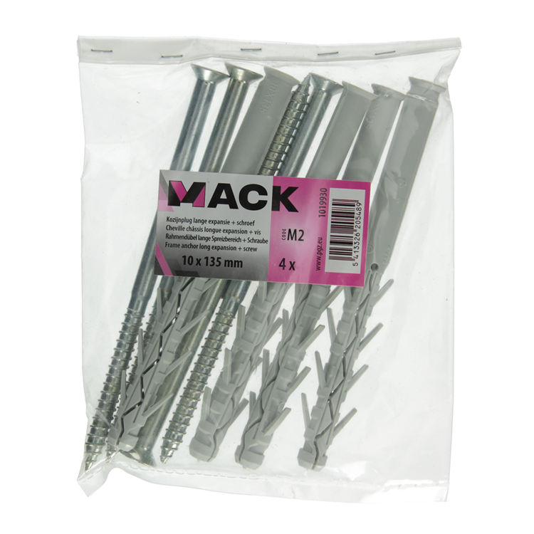 Mack 1019930 - fiche de cadre longue exp. polyam. + vis.4pcs 10 x 135 mm | 5 pièces
