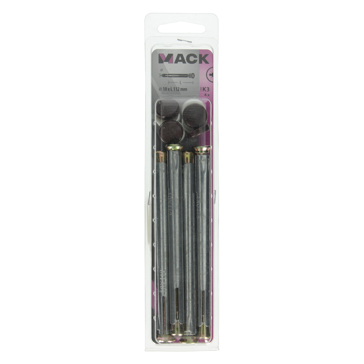 Mack 1017919 - cheville pour cadre métallique en acier galvanisé 4 pcs 10 x 112 mm | 5 pièces