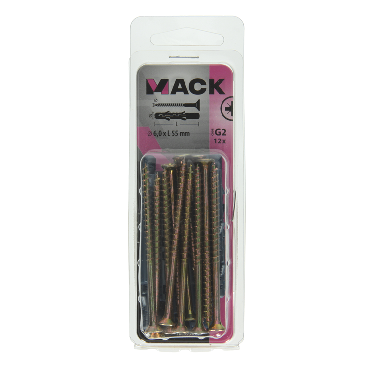 Mack 1019932 - fiche longue exp.polyeth. + scr. 4x70 12 pièces 6x55mm | 5 pièces