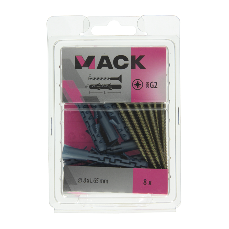 Mack 1019933 - fiche longue exp.polyeth. + scr. 5x80 8 pièces 8x65 mm | 5 pièces