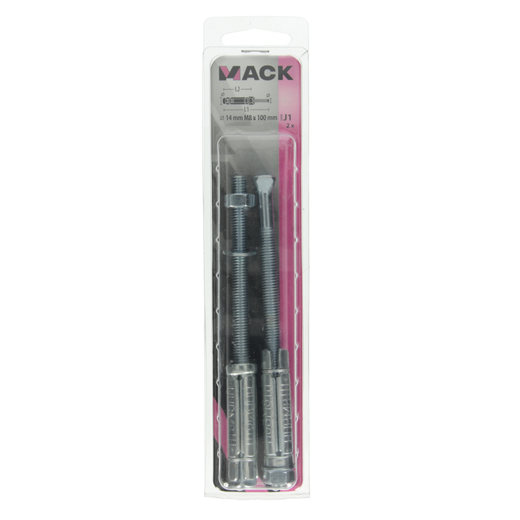 Mack 1019940 - boulon à coin avec goujon fileté. galvanisé2 pièces m8 x 100 mm | 5 pièces