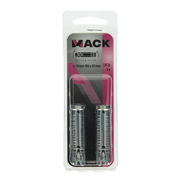 Mack 1019956 - manchon de boulon à coin galvanisé 2 pièces m8 x 50 mm | 10 pièces