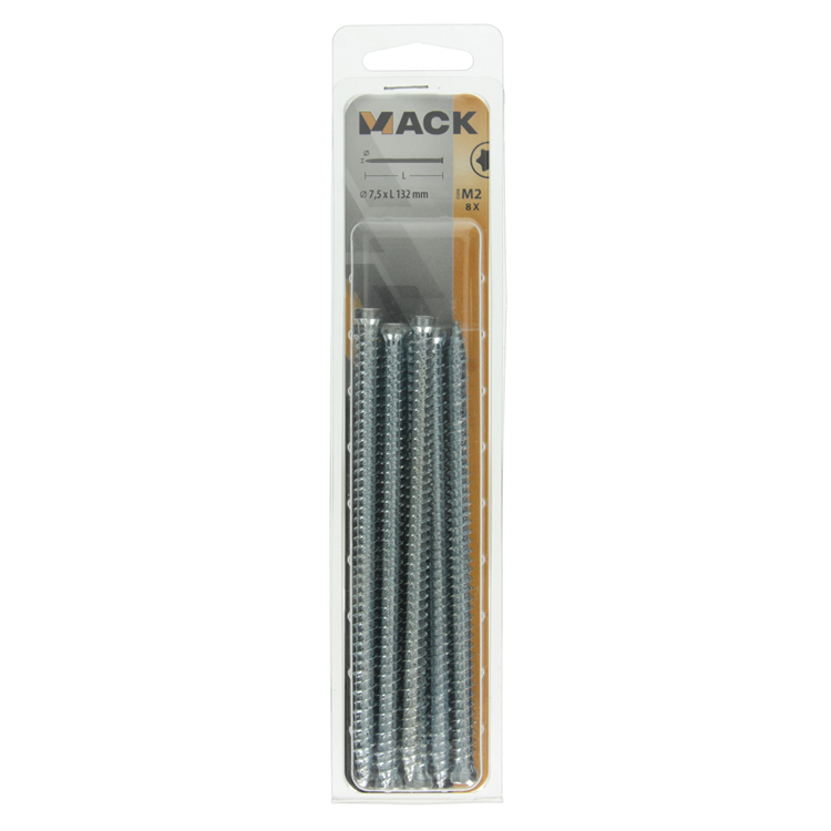 Mack 1019962 - vis pour fenêtre en béton culasse galvanisée 8 pcs 7,5 x 132 mm | 5 pièces