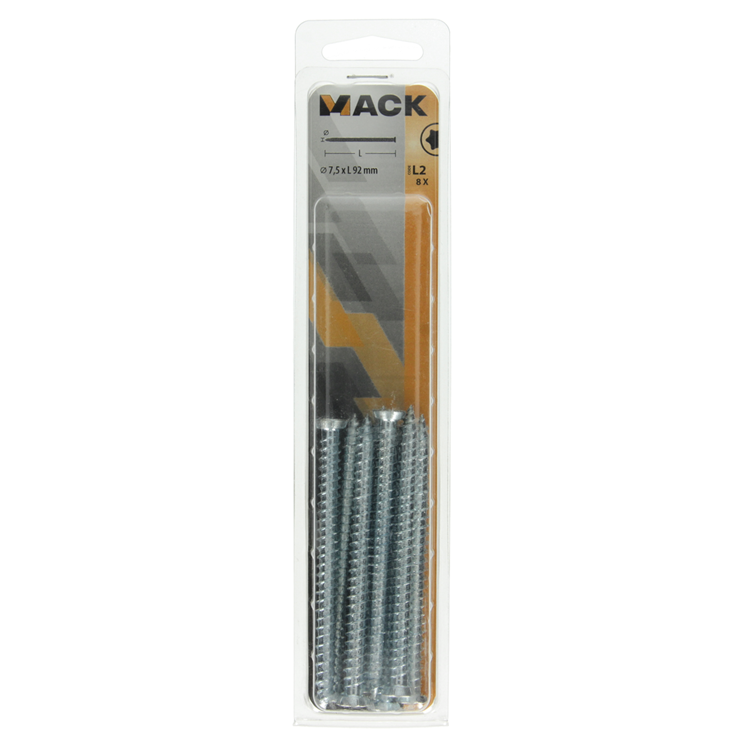 Mack 1019964 - vis pour fenêtre en béton galvanisée avec tête 8 pcs 7,5 x 92 mm | 5 pièces