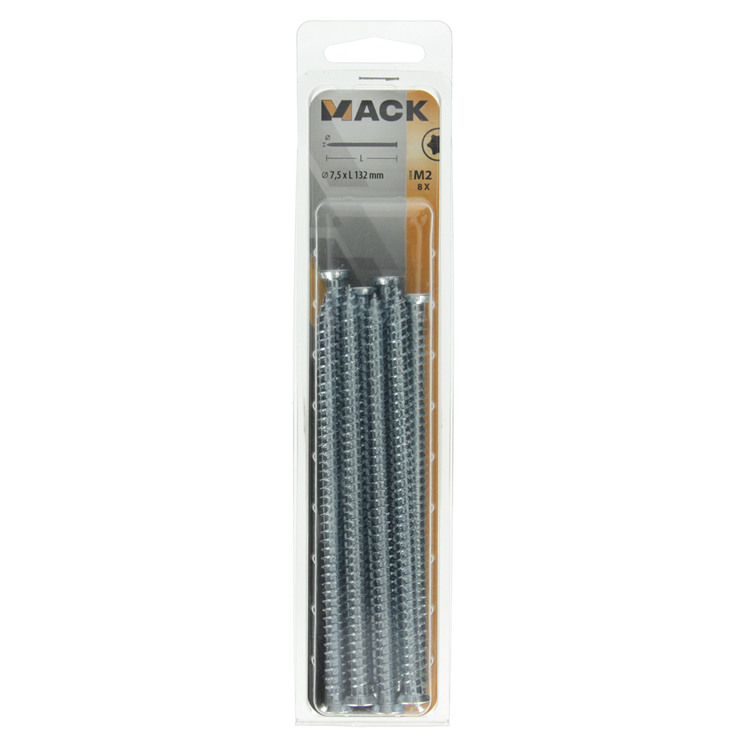 Mack 1019965 - vis pour fenêtre en béton galvanisée avec tête 8 pcs 7,5 x132 mm | 5 pièces