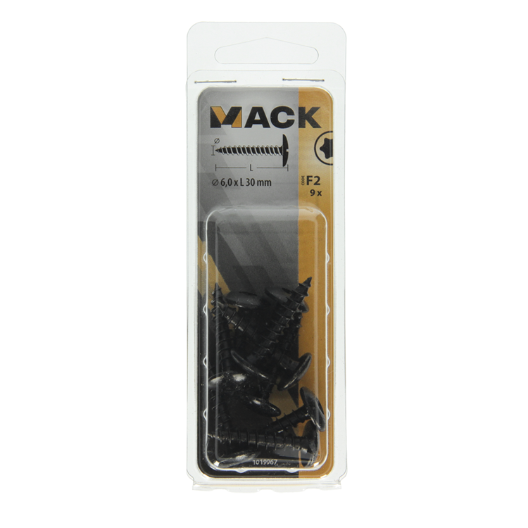Mack 1019967 - vis de trappe noire 6,0 x 30 mm 9 pcs | 5 pièces