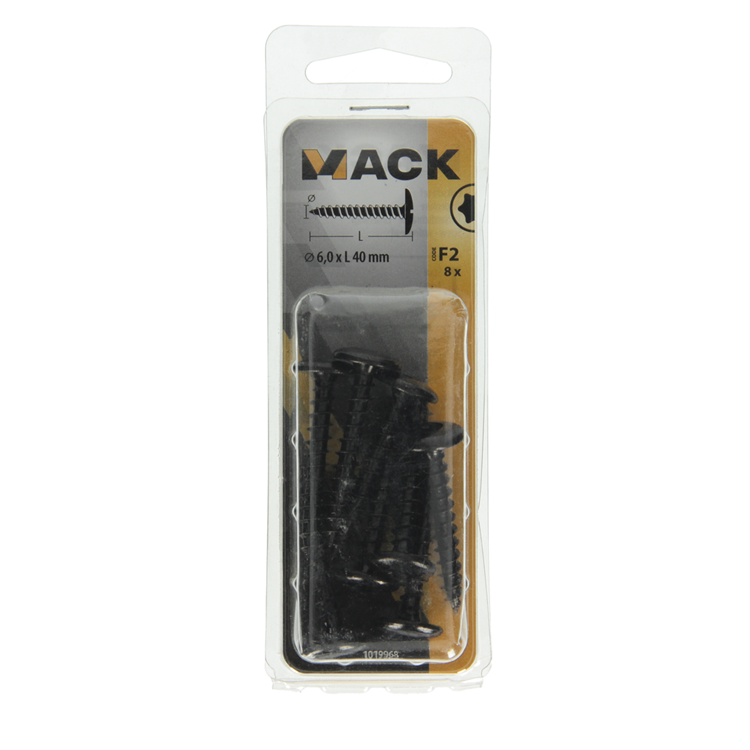 Mack 1019968 - vis de trappe noire 6,0 x 40 mm 8 pcs | 5 pièces