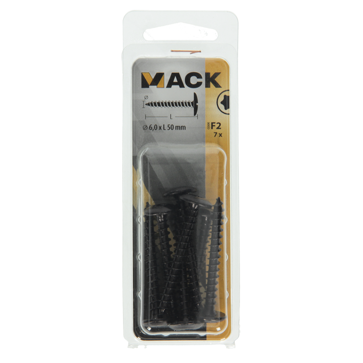 Mack 1019969 - vis de trappe noire 6,0 x 50 mm 7 pcs | 5 pièces